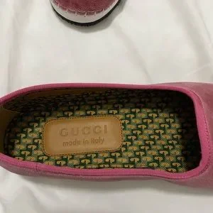 Gucci | Shoes | Gucci Pink Velvet Pearl Monogram Slip On  display picture 3
